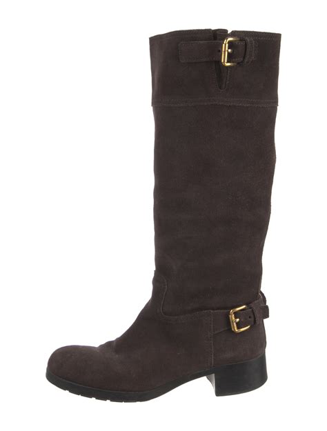 prada riding boots brown|prada suede platform boots.